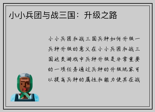 小小兵团与战三国：升级之路